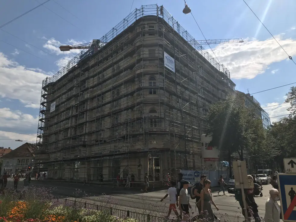 Gerüst in der Grazer Innenstadt